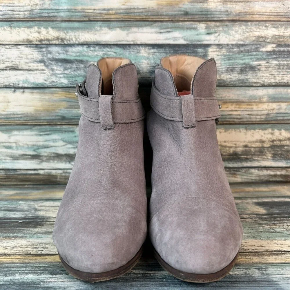 Rag & Bone Harrow Womens Sz 7 Ankle Bootie Gray Leather Block High Heel Slip On - Picture 1 of 11